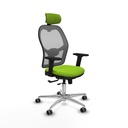 Jorquera traslack malla gris similpiel pistacho brazos 2D base aluminio cabecero 2D ruedas 65mm engomada