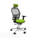 Jorquera traslack malla gris similpiel pistacho brazos 2D base aluminio cabecero 2D ruedas 65mm nailon