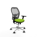 Jorquera traslack malla gris similpiel pistacho brazos 3D base aluminio  ruedas 65mm engomada