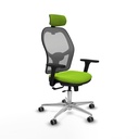 Jorquera traslack malla gris similpiel pistacho brazos 3D base aluminio cabecero 2D ruedas 65mm engomada