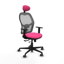 Jorquera traslack malla gris similpiel rosa brazos 1D base nailon cabecero fijo ruedas 65mm engomada