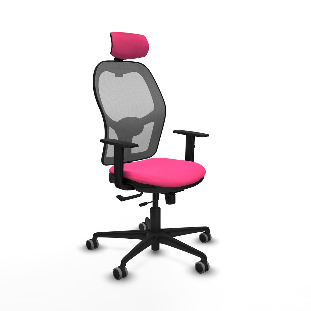 Jorquera traslack malla gris similpiel rosa brazos 1D base nailon cabecero 2D ruedas 65mm engomada