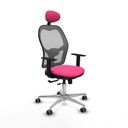 Jorquera traslack malla gris similpiel rosa brazos 1D base aluminio cabecero fijo ruedas 65mm engomada