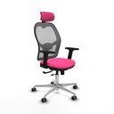 Jorquera traslack malla gris similpiel rosa brazos 2D base aluminio cabecero 2D ruedas 65mm engomada