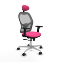 Jorquera traslack malla gris similpiel rosa brazos 2D base aluminio cabecero fijo ruedas 65mm nailon