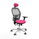 Jorquera traslack malla gris similpiel rosa brazos 3D base aluminio cabecero fijo ruedas 65mm engomada