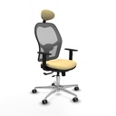 Jorquera traslack malla gris similpiel crema brazos 1D base aluminio cabecero fijo ruedas 65mm engomada