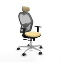 Jorquera traslack malla gris similpiel crema brazos 1D base aluminio cabecero 2D ruedas 65mm nailon