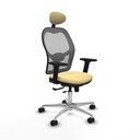 Jorquera traslack malla gris similpiel crema brazos 2D base aluminio cabecero fijo ruedas 65mm nailon