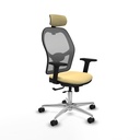 Jorquera traslack malla gris similpiel crema brazos 2D base aluminio cabecero 2D ruedas 65mm nailon