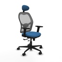 Jorquera traslack malla gris similpiel azul claro brazos 2D base nailon cabecero fijo ruedas 65mm nailon