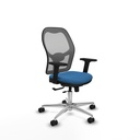 Jorquera traslack malla gris similpiel azul claro brazos 2D base aluminio  ruedas 65mm nailon
