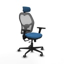 Jorquera traslack malla gris similpiel azul claro brazos 3D base nailon cabecero 2D ruedas 65mm engomada