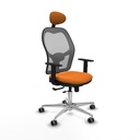 Jorquera traslack malla gris similpiel naranja brazos 1D base aluminio cabecero fijo ruedas 65mm engomada