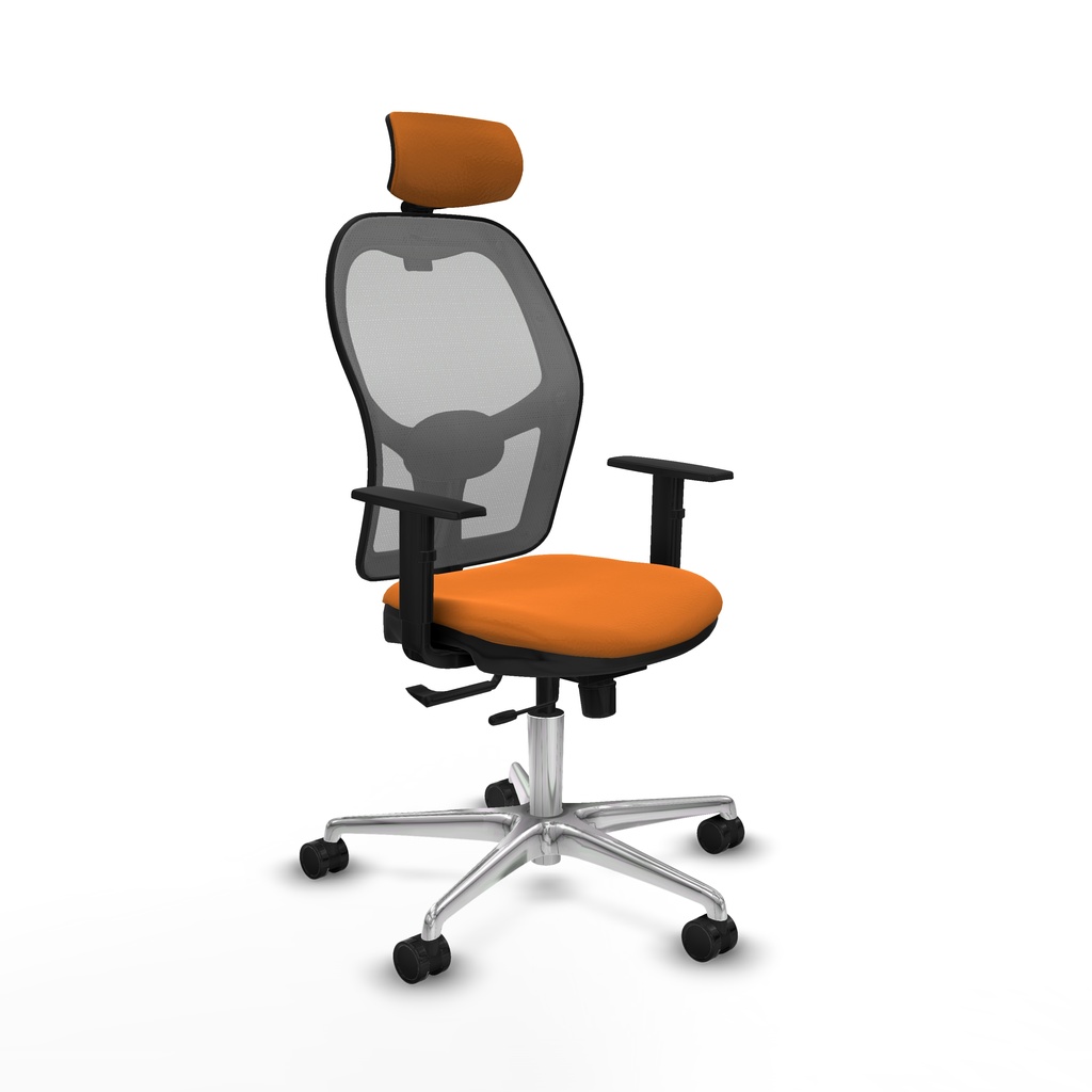 Jorquera traslack malla gris similpiel naranja brazos 1D base aluminio cabecero 2D ruedas 65mm nailon