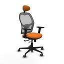 Jorquera traslack malla gris similpiel naranja brazos 2D base nailon cabecero fijo ruedas 65mm engomada