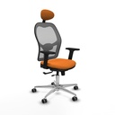 Jorquera traslack malla gris similpiel naranja brazos 2D base aluminio cabecero fijo ruedas 65mm engomada