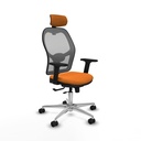 Jorquera traslack malla gris similpiel naranja brazos 2D base aluminio cabecero 2D ruedas 65mm nailon