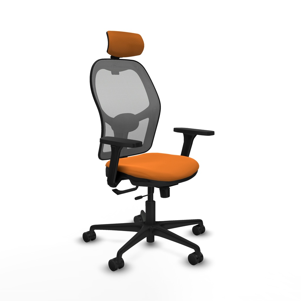 Jorquera traslack malla gris similpiel naranja brazos 3D base nailon cabecero 2D ruedas 65mm nailon