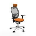 Jorquera traslack malla gris similpiel naranja brazos 3D base aluminio cabecero 2D ruedas 65mm engomada