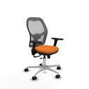 Jorquera traslack malla gris similpiel naranja brazos 3D base aluminio  ruedas 65mm nailon