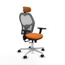 Jorquera traslack malla gris similpiel naranja brazos 3D base aluminio cabecero 2D ruedas 65mm nailon