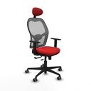 Jorquera traslack malla gris similpiel rojo brazos 1D base nailon cabecero fijo ruedas 65mm engomada