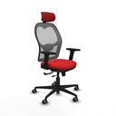 Jorquera traslack malla gris similpiel rojo brazos 2D base nailon cabecero 2D ruedas 65mm engomada