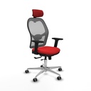 Jorquera traslack malla gris similpiel rojo brazos 2D base aluminio cabecero 2D ruedas 65mm engomada