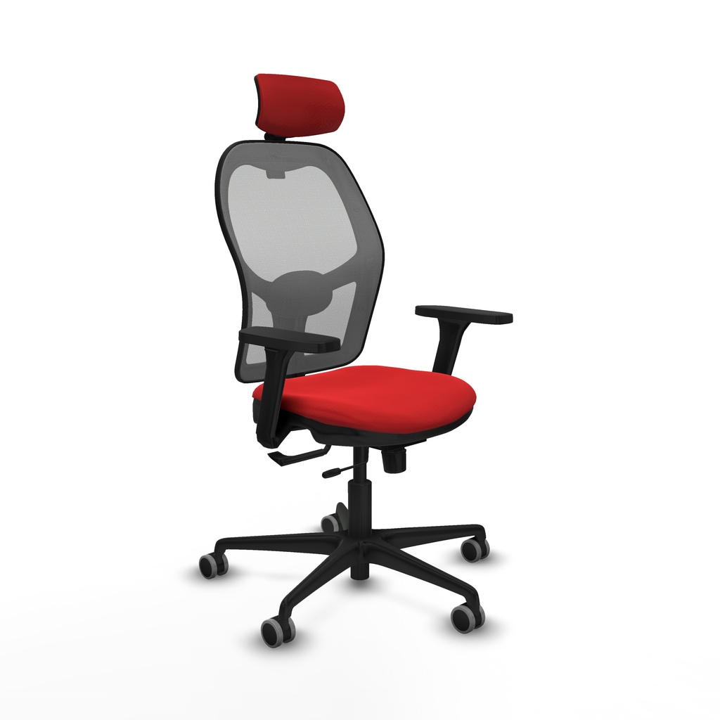 Jorquera traslack malla gris similpiel rojo brazos 3D base nailon cabecero 2D ruedas 65mm engomada