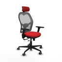 Jorquera traslack malla gris similpiel rojo brazos 3D base nailon cabecero 2D ruedas 65mm engomada