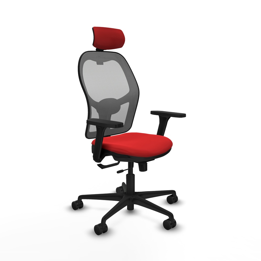 Jorquera traslack malla gris similpiel rojo brazos 3D base nailon cabecero 2D ruedas 65mm nailon