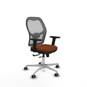 Jorquera traslack malla gris similpiel marrón brazos 2D base aluminio  ruedas 65mm engomada