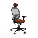 Jorquera traslack malla gris similpiel marrón brazos 3D base nailon cabecero fijo ruedas 65mm engomada