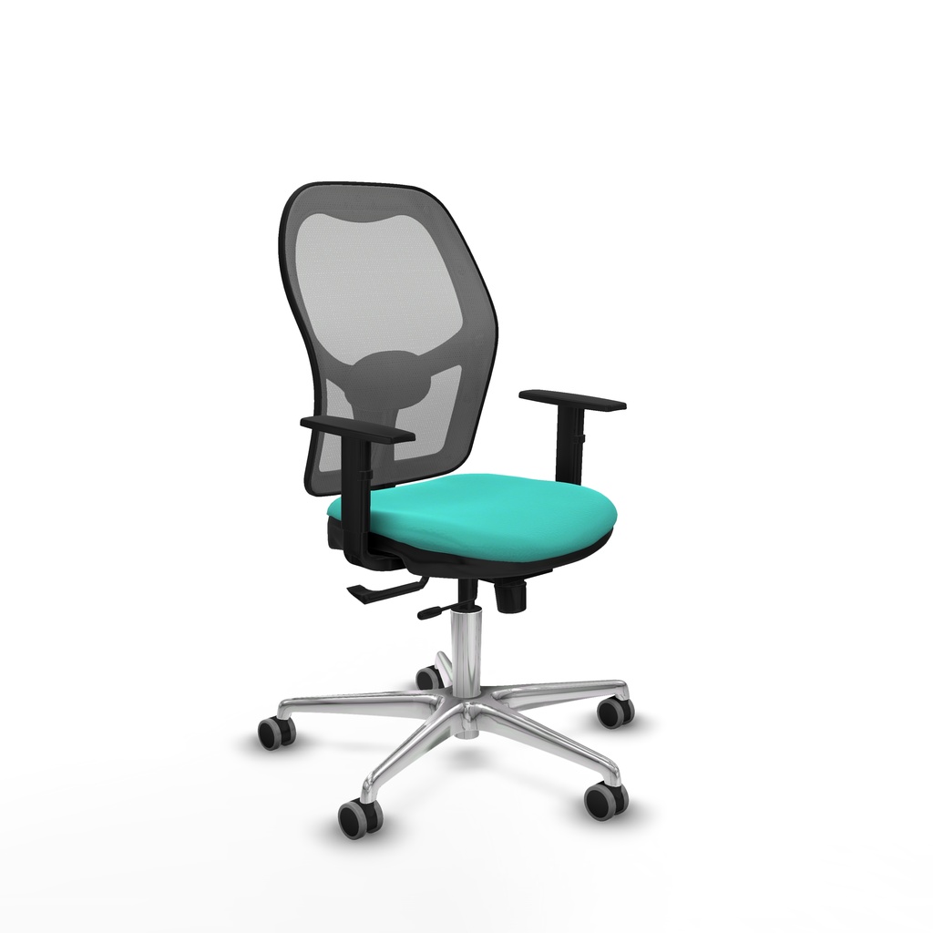 Jorquera traslack malla gris similpiel turquesa brazos 1D base aluminio  ruedas 65mm engomada
