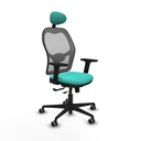 Jorquera traslack malla gris similpiel turquesa brazos 2D base nailon cabecero fijo ruedas 65mm engomada