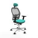 Jorquera traslack malla gris similpiel turquesa brazos 2D base aluminio cabecero fijo ruedas 65mm engomada