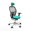 Jorquera traslack malla gris similpiel turquesa brazos 2D base aluminio cabecero fijo ruedas 65mm nailon