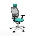 Jorquera traslack malla gris similpiel turquesa brazos 2D base aluminio cabecero 2D ruedas 65mm nailon