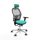 Jorquera traslack malla gris similpiel turquesa brazos 3D base aluminio cabecero 2D ruedas 65mm engomada