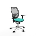 Jorquera traslack malla gris similpiel turquesa brazos 3D base aluminio  ruedas 65mm nailon