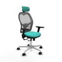 Jorquera traslack malla gris similpiel turquesa brazos 3D base aluminio cabecero 2D ruedas 65mm nailon