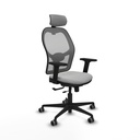 Jorquera traslack malla gris similpiel gris claro brazos 2D base nailon cabecero 2D ruedas 65mm engomada