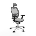 Jorquera traslack malla gris similpiel gris claro brazos 2D base aluminio cabecero fijo ruedas 65mm engomada