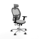 Jorquera traslack malla gris similpiel gris claro brazos 2D base aluminio cabecero 2D ruedas 65mm engomada