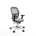 Jorquera traslack malla gris similpiel gris claro brazos 2D base aluminio  ruedas 65mm nailon