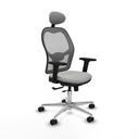 Jorquera traslack malla gris similpiel gris claro brazos 2D base aluminio cabecero fijo ruedas 65mm nailon