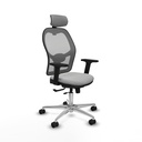 Jorquera traslack malla gris similpiel gris claro brazos 2D base aluminio cabecero 2D ruedas 65mm nailon