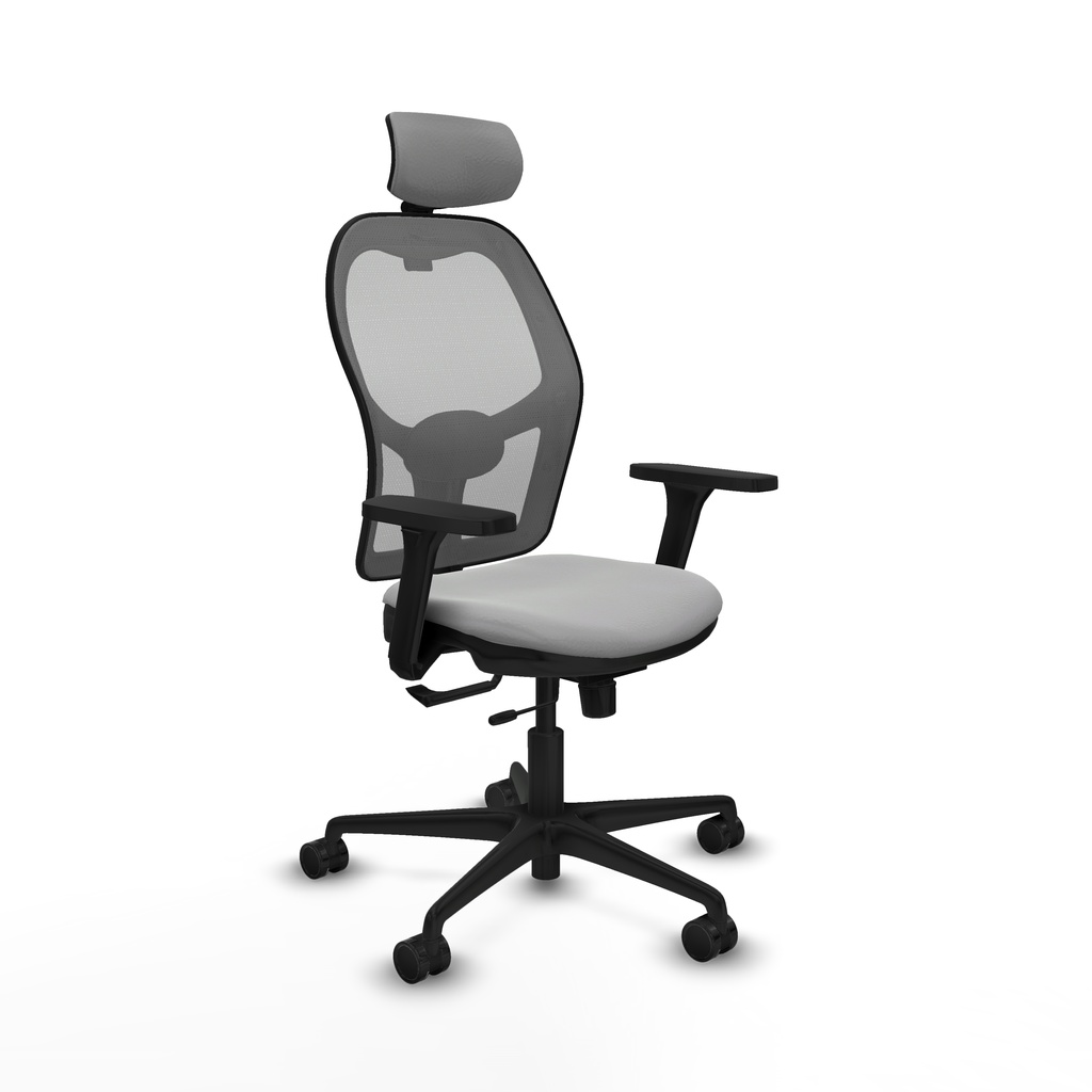 Jorquera traslack malla gris similpiel gris claro brazos 3D base nailon cabecero 2D ruedas 65mm nailon