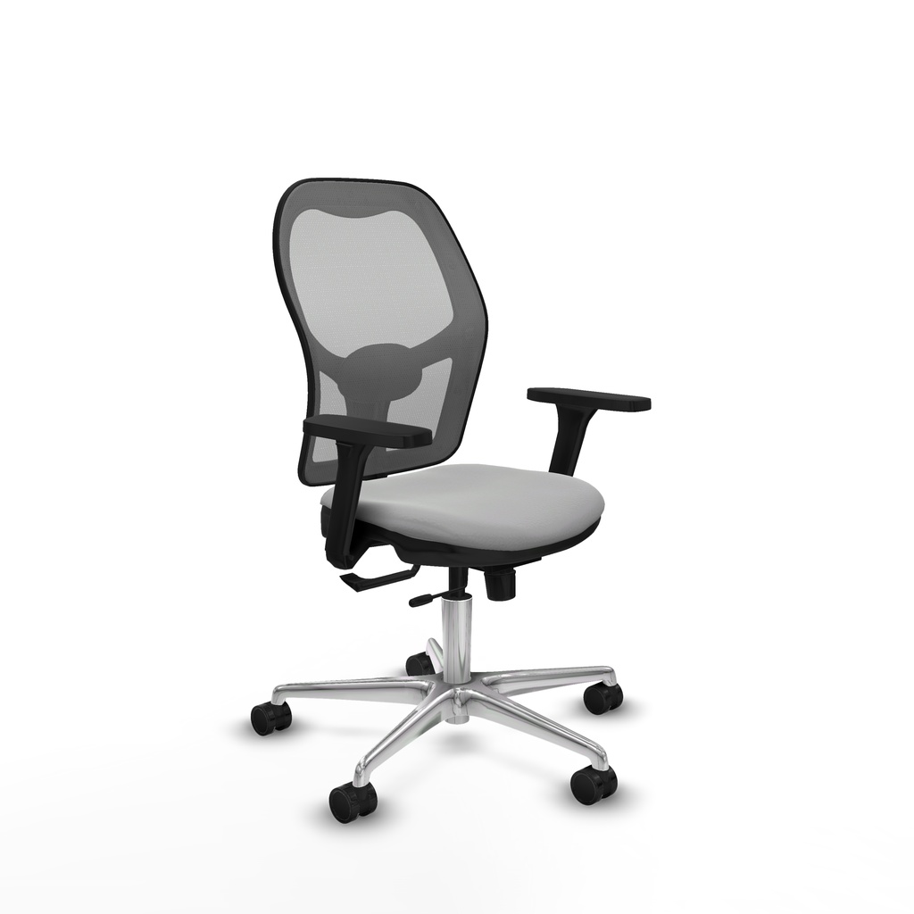 Jorquera traslack malla gris similpiel gris claro brazos 3D base aluminio  ruedas 65mm nailon